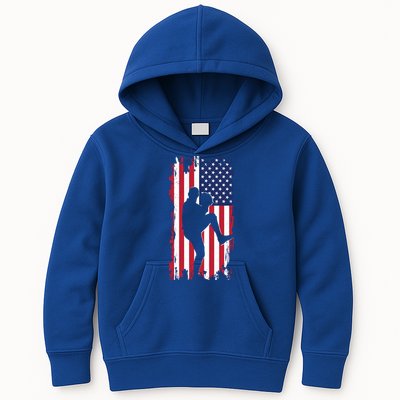 American Flag Pitcher Baseball Apparel Great Gift Baseball Gift Kids Hoodie