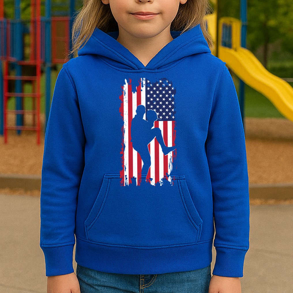American Flag Pitcher Baseball Apparel Great Gift Baseball Gift Kids Hoodie