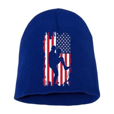 American Flag Pitcher Baseball Apparel Great Gift Baseball Gift Short Acrylic Beanie