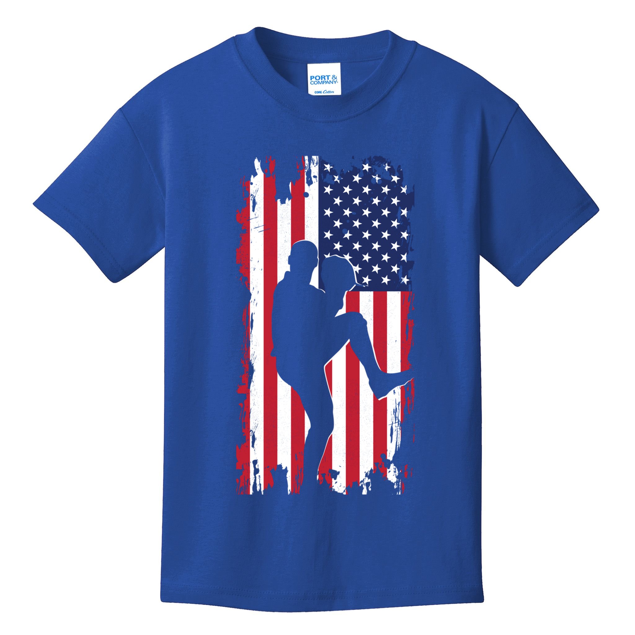 American Flag Pitcher Baseball Apparel Great Gift Baseball Gift Kids T-Shirt