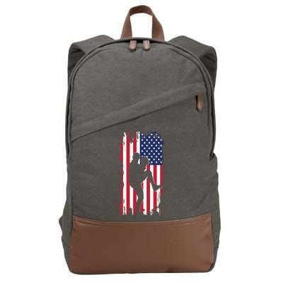 American Flag Pitcher Baseball Apparel Great Gift Baseball Gift Cotton Canvas Backpack