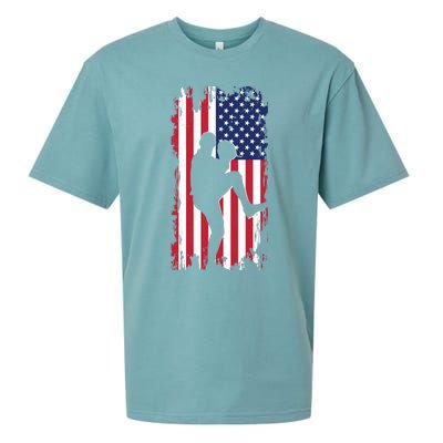 American Flag Pitcher Baseball Apparel Great Gift Baseball Gift Sueded Cloud Jersey T-Shirt