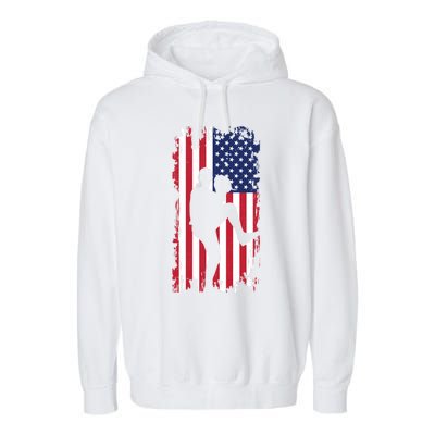 American Flag Pitcher Baseball Apparel Great Gift Baseball Gift Garment-Dyed Fleece Hoodie