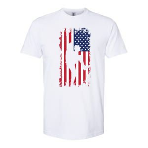 American Flag Pitcher Baseball Apparel Great Gift Baseball Gift Softstyle CVC T-Shirt