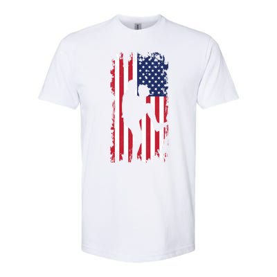 American Flag Pitcher Baseball Apparel Great Gift Baseball Gift Softstyle CVC T-Shirt