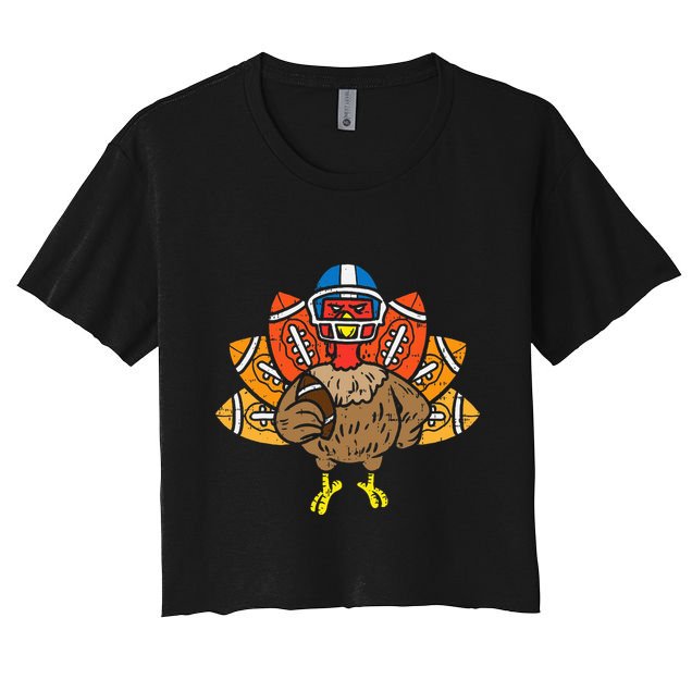 American Football Player Turkey Thanksgiving Day Sport Gift Crop Top