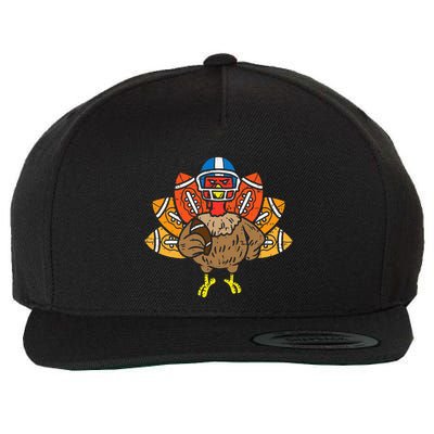 American Football Player Turkey Thanksgiving Day Sport Gift Wool Snapback Cap