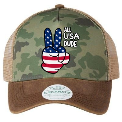 American Flag Peace Sign Hand Gift 4th Of July All Usa Dude Gift Legacy Tie Dye Trucker Hat