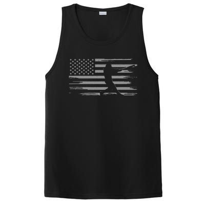 American Flag Pitcher Baseball Apparel funny sport PosiCharge Competitor Tank