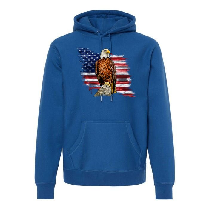 American Flag Patriotic Eagle Vintage Premium Hoodie