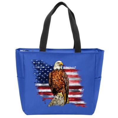 American Flag Patriotic Eagle Vintage Zip Tote Bag