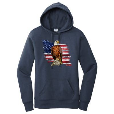 American Flag Patriotic Eagle Vintage Women's Pullover Hoodie