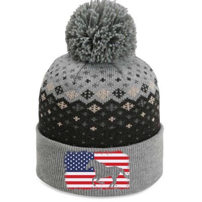 American Flag Patriotic Horse Horseback Riding Gift The Baniff Cuffed Pom Beanie