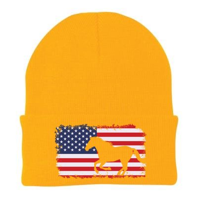 American Flag Patriotic Horse Horseback Riding Gift Knit Cap Winter Beanie