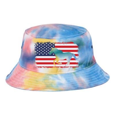 American Flag Patriotic Horse Horseback Riding Gift Tie Dye Newport Bucket Hat