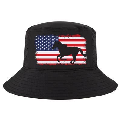 American Flag Patriotic Horse Horseback Riding Gift Cool Comfort Performance Bucket Hat