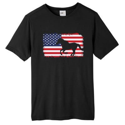 American Flag Patriotic Horse Horseback Riding Gift Tall Fusion ChromaSoft Performance T-Shirt