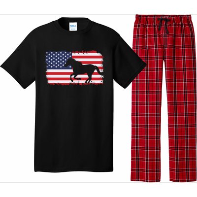 American Flag Patriotic Horse Horseback Riding Gift Pajama Set