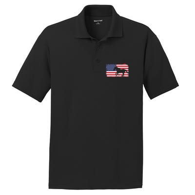 American Flag Patriotic Horse Horseback Riding Gift PosiCharge RacerMesh Polo