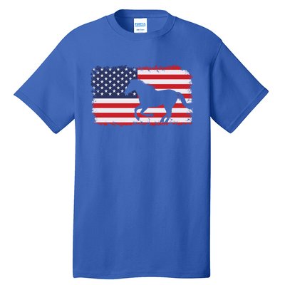 American Flag Patriotic Horse Horseback Riding Gift Tall T-Shirt