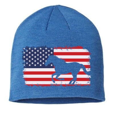 American Flag Patriotic Horse Horseback Riding Gift Sustainable Beanie