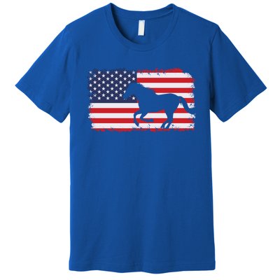 American Flag Patriotic Horse Horseback Riding Gift Premium T-Shirt