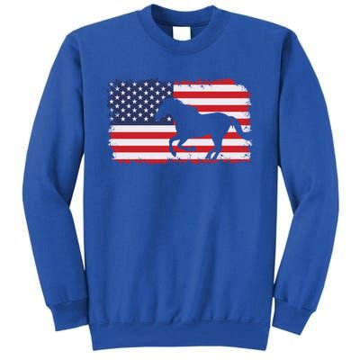 American Flag Patriotic Horse Horseback Riding Gift Tall Sweatshirt