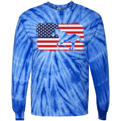 American Flag Patriotic Horse Horseback Riding Gift Tie-Dye Long Sleeve Shirt