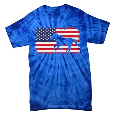 American Flag Patriotic Horse Horseback Riding Gift Tie-Dye T-Shirt