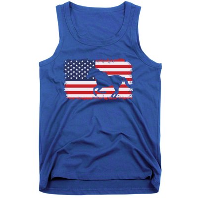 American Flag Patriotic Horse Horseback Riding Gift Tank Top