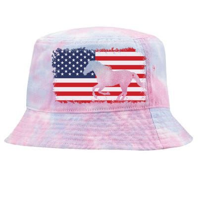 American Flag Patriotic Horse Horseback Riding Gift Tie-Dyed Bucket Hat