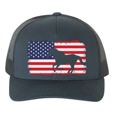 American Flag Patriotic Horse Horseback Riding Gift Yupoong Adult 5-Panel Trucker Hat