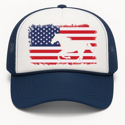 American Flag Patriotic Horse Horseback Riding Gift Trucker Hat