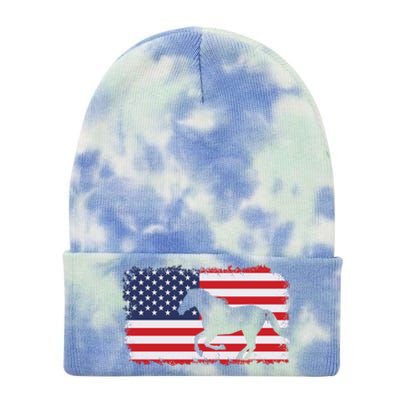 American Flag Patriotic Horse Horseback Riding Gift Tie Dye 12in Knit Beanie