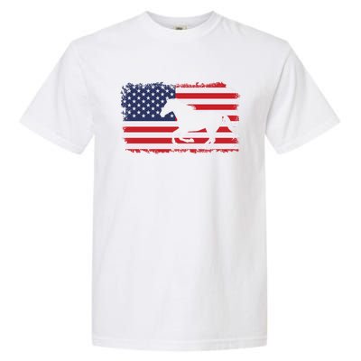 American Flag Patriotic Horse Horseback Riding Gift Garment-Dyed Heavyweight T-Shirt