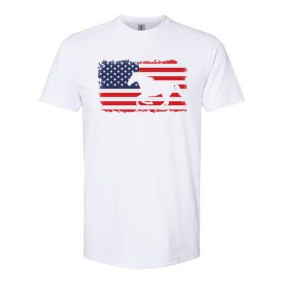 American Flag Patriotic Horse Horseback Riding Gift Softstyle® CVC T-Shirt