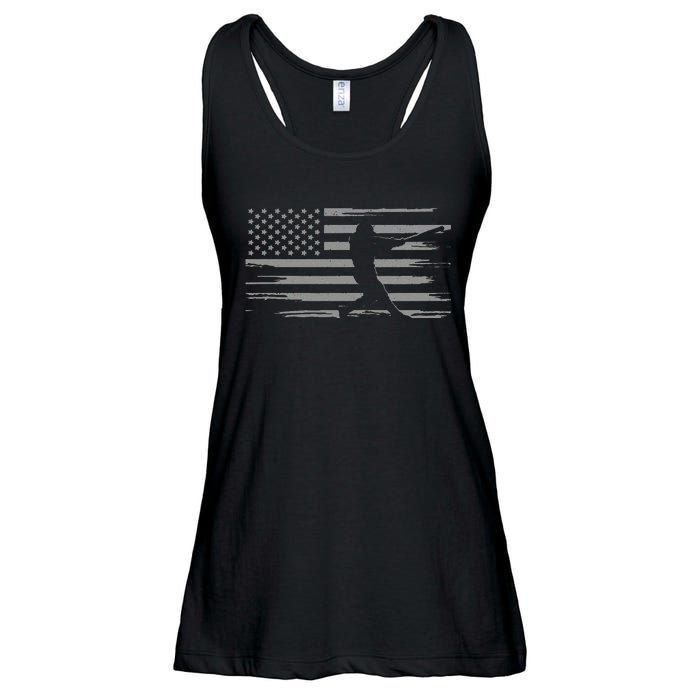 American Flag Pitcher Baseball Apparel funny sport Ladies Essential Flowy Tank