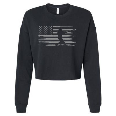 American Flag Pitcher Baseball Apparel funny sport Cropped Pullover Crew