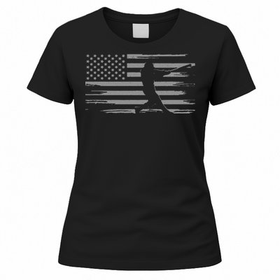 American Flag Pitcher Baseball Apparel funny sport Women's T-Shirt