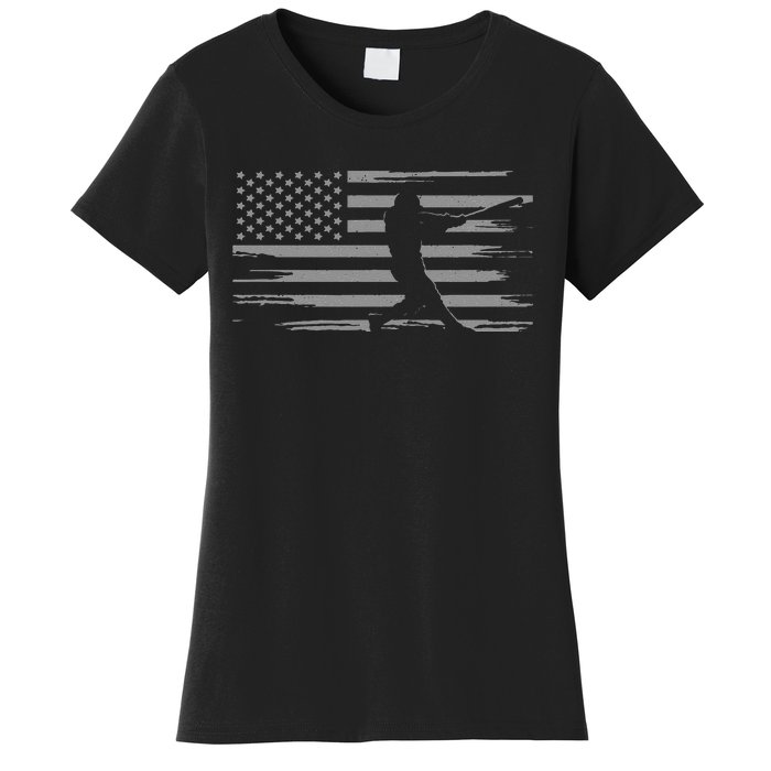 American Flag Pitcher Baseball Apparel funny sport Women's T-Shirt