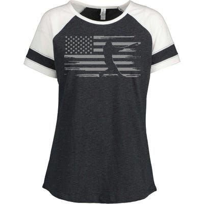 American Flag Pitcher Baseball Apparel funny sport Enza Ladies Jersey Colorblock Tee