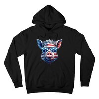 American Flag Pig Vintage Farm Animal Patriotic Farmer Pig Hoodie