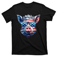 American Flag Pig Vintage Farm Animal Patriotic Farmer Pig T-Shirt