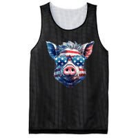 American Flag Pig Vintage Farm Animal Patriotic Farmer Pig Mesh Reversible Basketball Jersey Tank