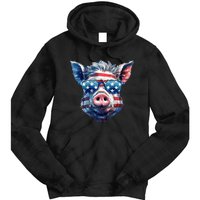 American Flag Pig Vintage Farm Animal Patriotic Farmer Pig Tie Dye Hoodie