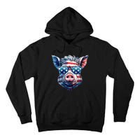 American Flag Pig Vintage Farm Animal Patriotic Farmer Pig Tall Hoodie