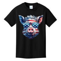 American Flag Pig Vintage Farm Animal Patriotic Farmer Pig Kids T-Shirt