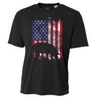 American Flag Pig Vintage Farm Animal Patriotic Farmer Cooling Performance Crew T-Shirt