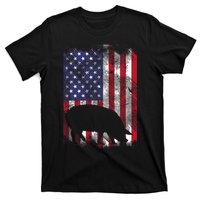 American Flag Pig Vintage Farm Animal Patriotic Farmer T-Shirt