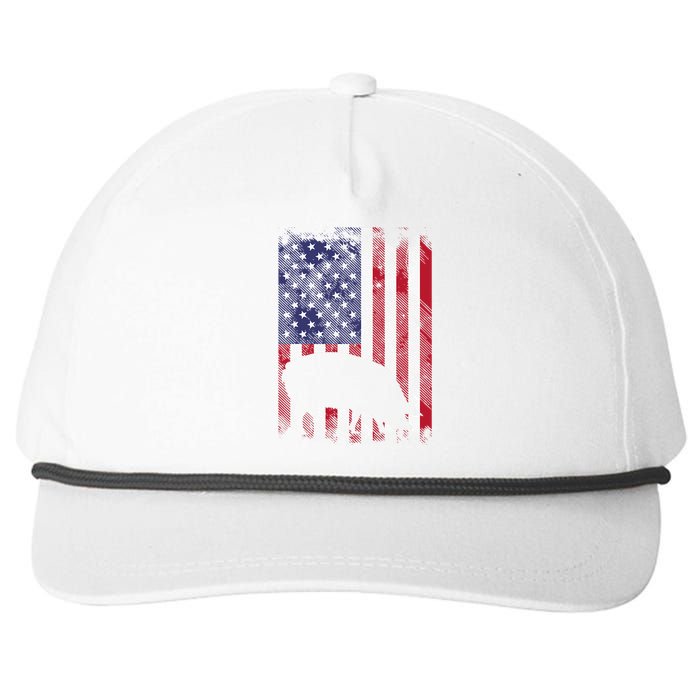 American Flag Pig Vintage Farm Animal Patriotic Farmer Snapback Five-Panel Rope Hat